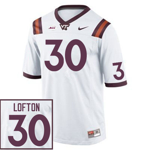 Men #30 Da'Wain Lofton Virginia Tech Hokies College Football Jerseys Sale-White